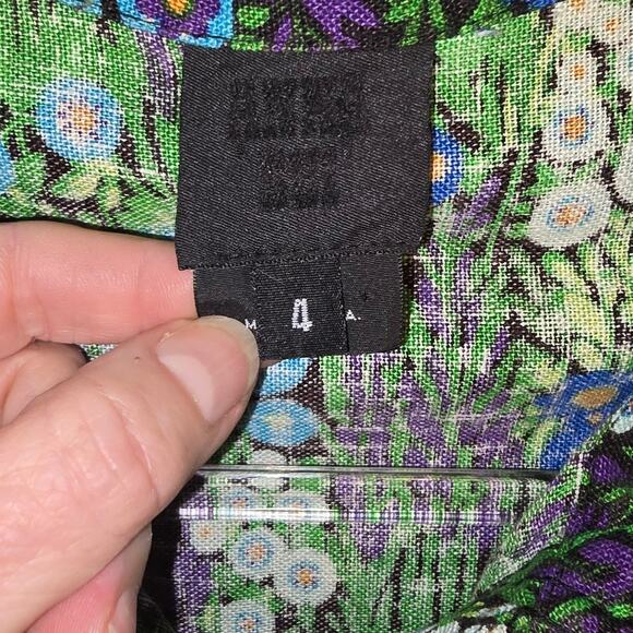 Anna Sui Shorts Romper 2010 Collection Floral Silk Linen Petal Collar USA Size 4 - Picture 6 of 14